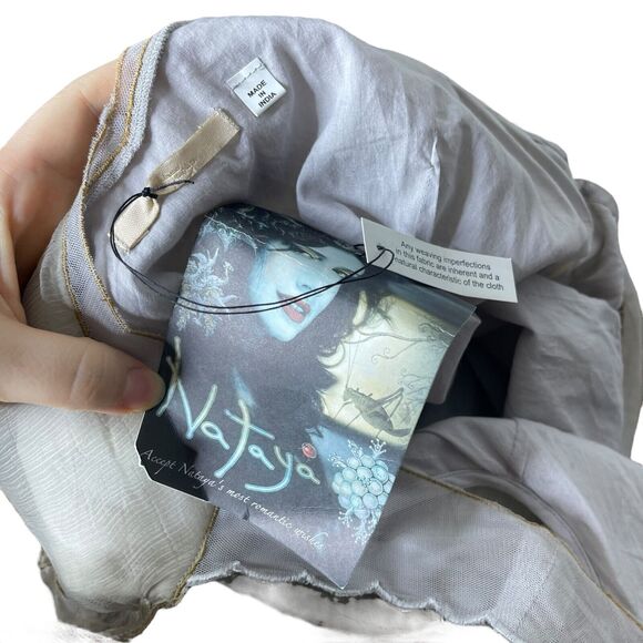 Nataya Empire FairyCore Garden Floral Embroidered Dress Lace Up Sage Gray Large - Picture 11 of 12